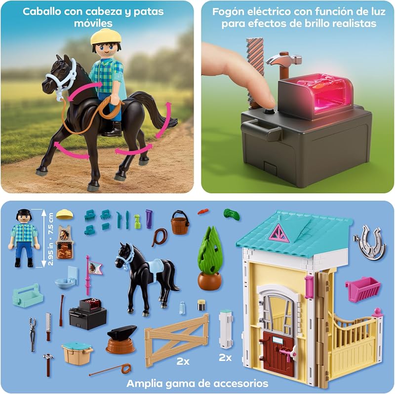 | I Love Horses | Establo pequeño con herrador | Box para Caballos con fragua Luminosa, Herramientas y Accesorios de Cuidado del Caballo | para niños a Partir de 4 años | 72131 — foto 5 de 7
