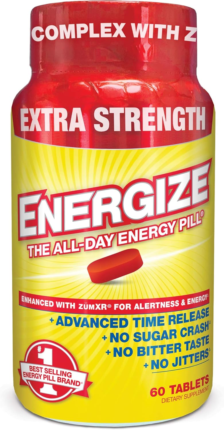 iSatori Energize Extra Strength Caffeine Pills - Fast Acting Long-Lasting Energy Pill - Extended-Release Caffeine - Improved Alertness and Clarity - All Day Energy, No Jitters, No Crash (60 Tablets): Health & Personal Care
