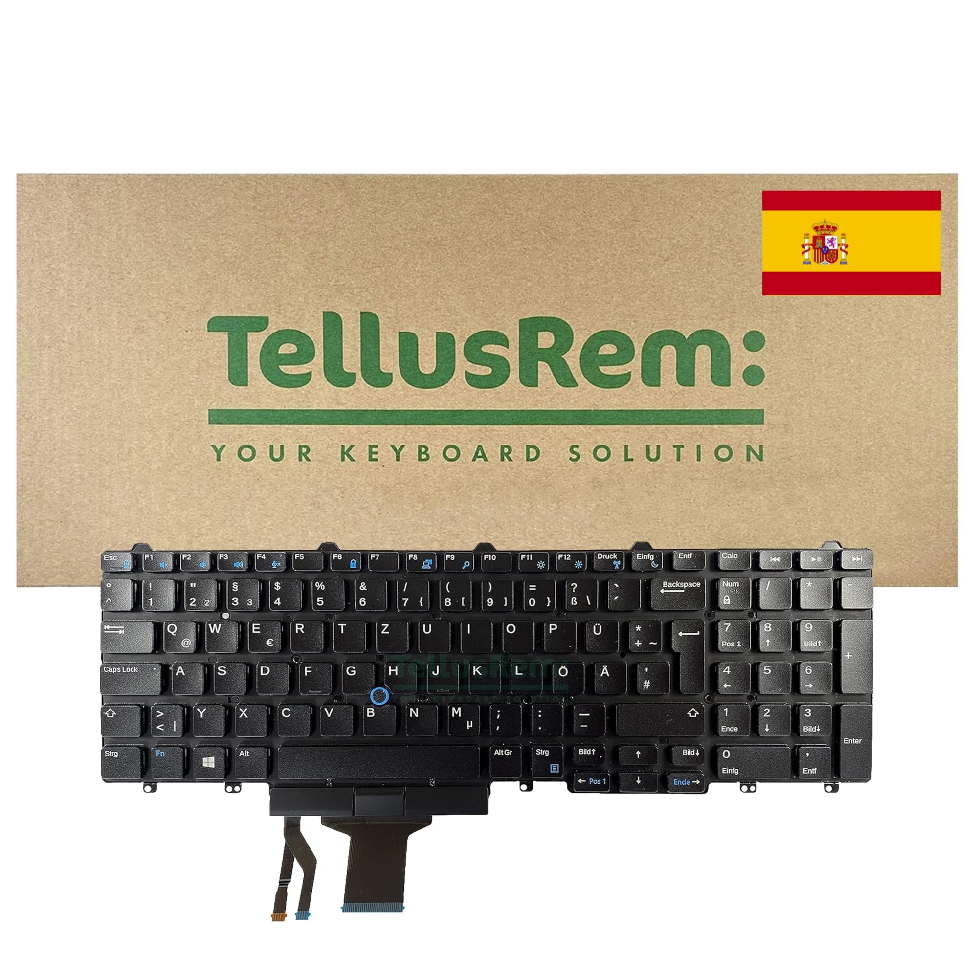 TellusRem replacement Spanish non-backlit keyboard for Dell Latitude E5550 E5570 5580 5590