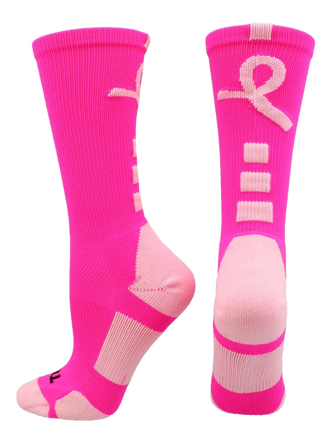 TCK Sports Breast Cancer Awareness Pink Ribbon Baseline Crew Socks