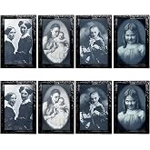 YBB Halloween 3D Changing Face Moving Picture Frame, Horror Portrait Scary Decoration for Home Halloween Party, Castle, Haunted House Decor (New 4 Pack)