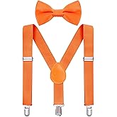 Bskifnn Kids Suspenders Bow Tie Sets Classic Solid Color Toddler Suspenders for Kids Wedding Party