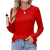 Rapbin Sweaters for Women Long Sleeve Crew Neck Ribbed Knit Pullover Tops Loose Casual Basic Winter Outfits