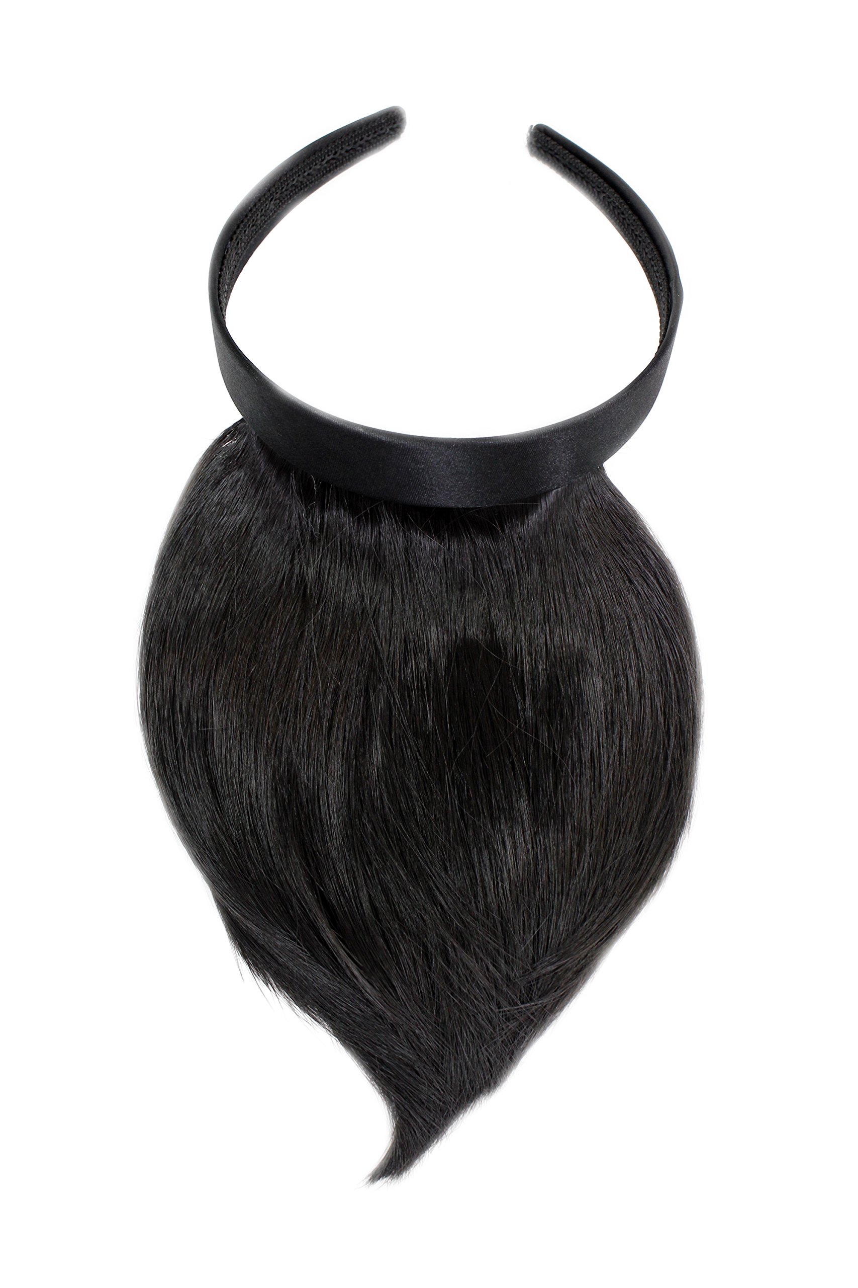 Hair Piece Clip in Bangs Fringe with hair circlet synthetic fiber black blackbrown HA073T-2
