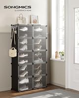 SONGMICS 10-Slot Interlocking Shoe Rack with Doors Black LPC035B01 view 5