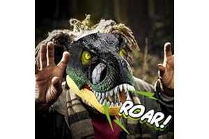 AOMOLA Dinosaur Mask Moving Jaw toys with Glowing Eyes and roaring Sounds, Adjustable Headband Jurassic World Dinosaur Toys for Kids, T-Rex Dinosaur Costume Halloween and Christmas Gift for 5+ Boys and Girls