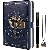 TIEFOSSI Diary with Lock, Vintage Sun Journal with Lock for Women Men, A5 Refillable Locked Notebook for Writing, 224 Numbered Pages