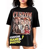 NAZENTI Personalized Vintage 90s Bootleg Photo Shirt, Custom Text and Photo Collage Shirt, Gift for Her, Vintage 90s Bootleg Tee, Gift for Valentine's Day, Christmas, Birthday