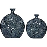 Deco 79 Ceramic Floral Decorative Vase Centerpiece Vases with Cut Out Patterns, Set of 2 Flower Vases for Home Decoration 16"