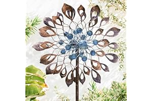 LimeHill Wind Spinner for Yard and Garden - Large Metal Windspinners for Outdoor Decorations (Leaves Shape 2)