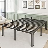 Firpeesy 18 Inch Queen Bed Frame with Rounded Corner and Headboard Hole Mattress Retainers 3500 lbs Heavy Duty Support Metal Platform Bed Frame Noise Free No Box Spring Needed Easy Assembly