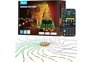 Govee Christmas Tree Lights, Smart RGBIC 480 LEDs Christmas Lights, 6.6ft × 24 String Lights for Holiday Decorations, Music Sync, Voice and APP Control, 60+ Scene Modes, Green Wire, Adapter