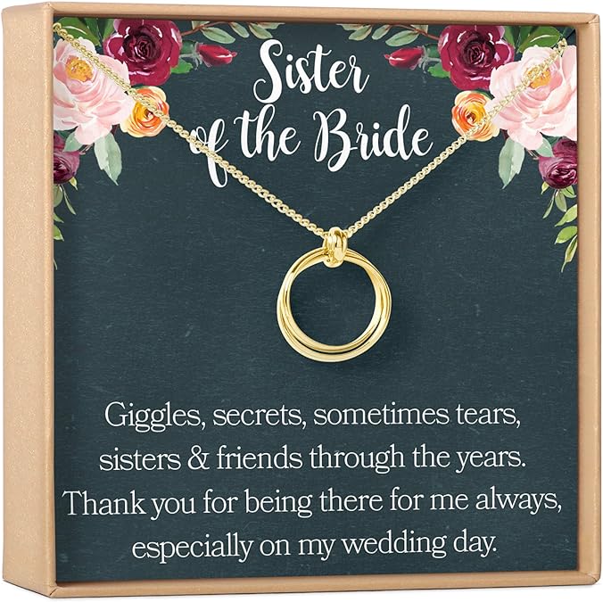 Dear Ava Sister of The Bride Gift Necklace: Sister Wedding Gift, Best Friend, Bridesmaid, 2 