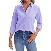 siliteelon Button Down Shirts for Women Cotton Oxford Shirt Dress Shirt Long Sleeve Work Blouses Tops with Pocket