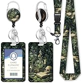 Gctriki Goth Lanyards for ID Badges, Badge Holder Retractable Reel Skull | ID Card Holder, Retractable Keychain Clip, Detachable Lanyard, Name Tag Protector for Teacher Women Nurse Office Work Gifts