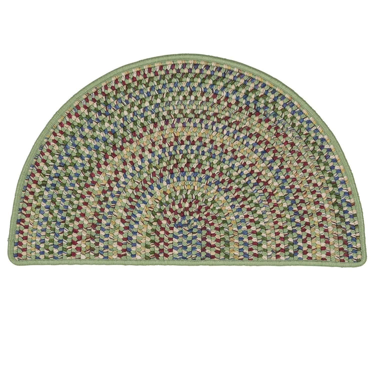 Nylon 26x16 Farmhouse Hearth Rug Half Moon Semi Circle Green Braided