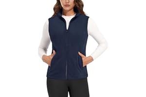 MAGCOMSEN Women's Fleece Vest Outerwear Sleeveless Lightweight Zip Jackets Warm Soft Vests with Zipper Pockets