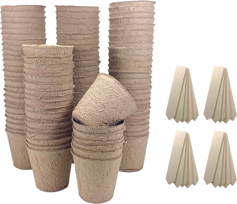 Britten & James Biodegradable 8cm Seed Pots 100pk + 20 Wooden Labels
