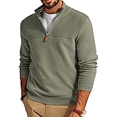 PJ PAUL JONES Men's Quarter Zip Sweater Slim Fit Casual Pullover Sweater Mock Neck Polo Sweaters