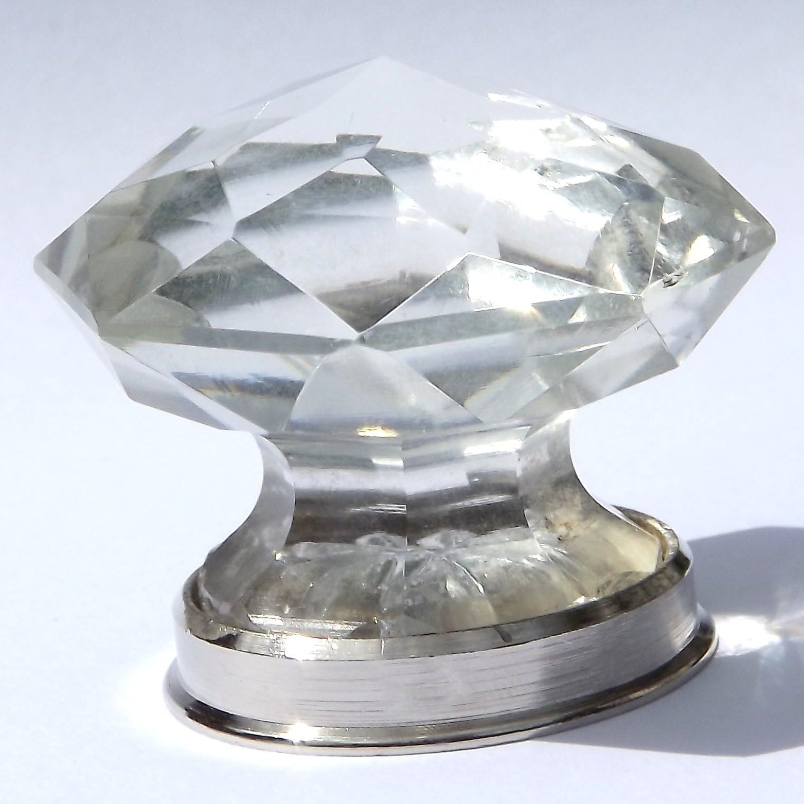 Peter Sharpe large crystal cut pointy glass pulls (knobs) with chrome base (40mm)