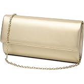 Gurina Matte Leather Women's Evening Clutch Purse with Detachable Chain for Wedding, Party, Prom