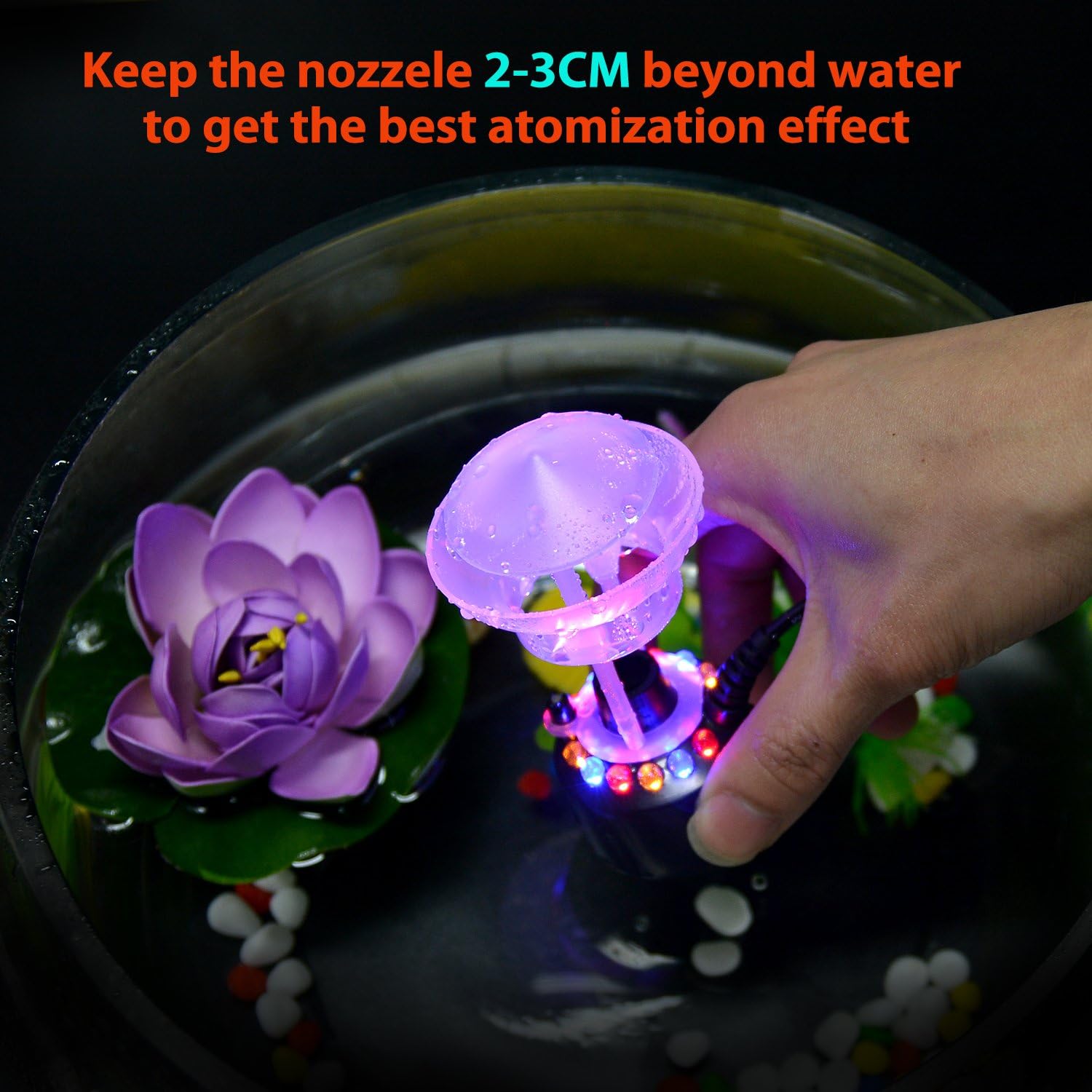 FITNATE Mist Maker, 12 LED Mister Fogger Water Fountain Pond Fog Machine Atomizer Air Humidifier, Mini Size Large Capacity of Mist,with Splash Guard, Perfect for Halloween and Other Holidays: Home & Kitchen