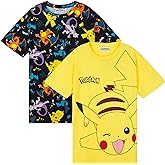 Pokemon Boys Crew Neck T-Shirts, Soft Breathable Material Pack of 2 Boys Gifts