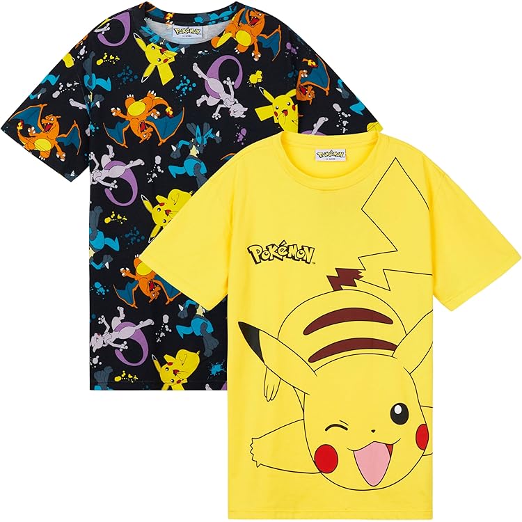 Amazon.com: Pokemon Boys T-Shirt Pack of 3 | Yellow, Orange