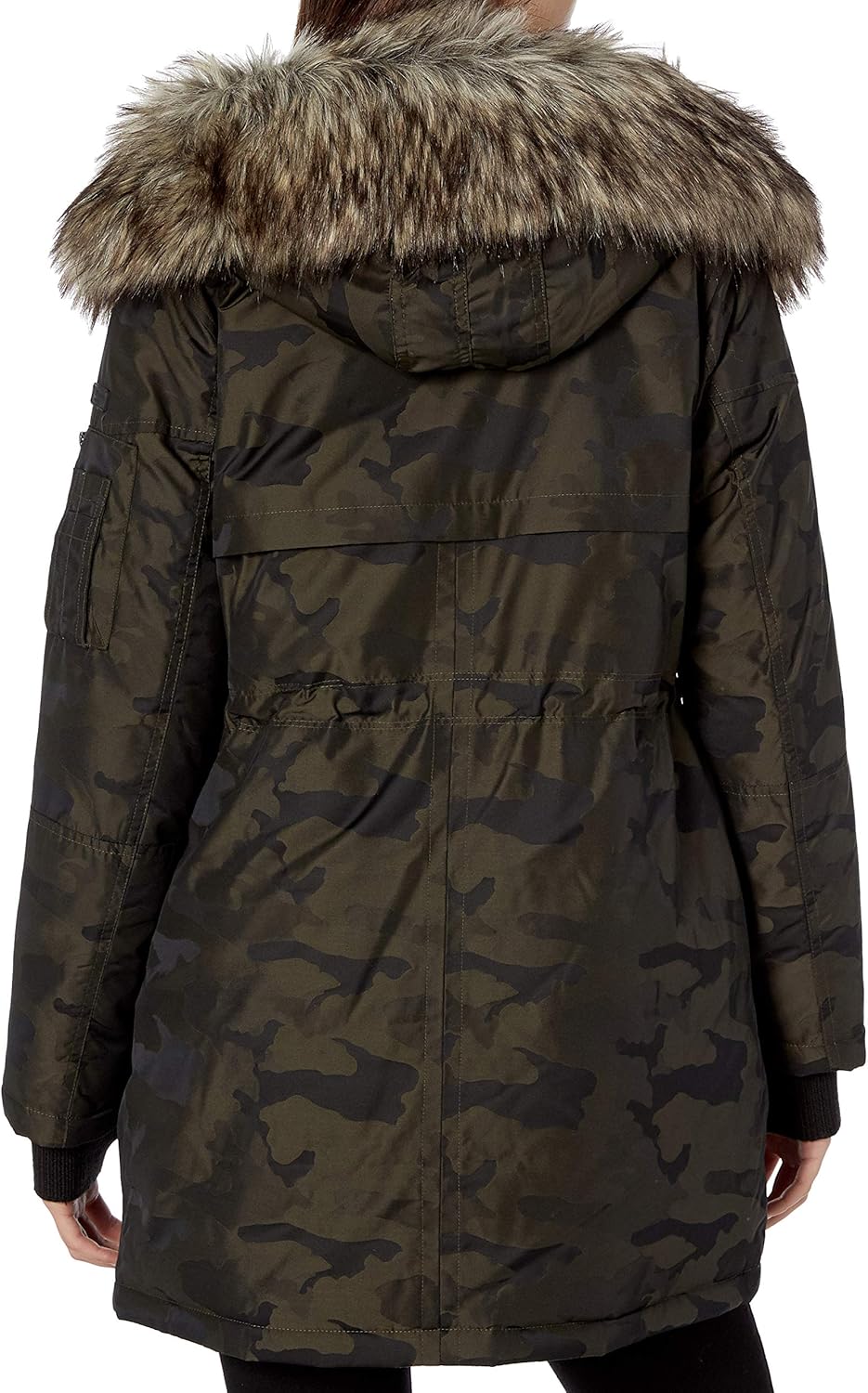 bcbgeneration faux fur trim hooded quilted jacket