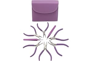The Beadsmith Fashion Color Pliers – Set of 8 Slimline Color-Coordinated Tools – Matching Clutch in Orchid – Jewelry Making Supply Kit to Create Necklaces, Bracelets, Earrings & More
