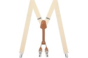 Action Ward Women's Suspenders - 1" Width - Y Back 4 Clip Skinny Ladies Suspenders, Cream, adult, adjustable