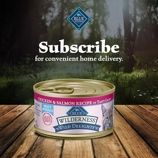 BLUE BUFFALO WILDERNESS WILD DELIGHTS MEATY MORSELS NATURAL WET CAT FOOD, CHICKEN & SALMON IN TASTY GRAVY, 3-OZ. CANS, 24-PACK