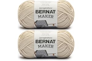 Bernat Maker Cream Yarn - 2 Pack of 250g/8.8oz - 72% Cotton 28% Nylon - #5 Bulky - 290m/317Yards - for Knitting, Crochet and Amigurumi