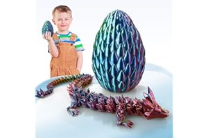 meturebear 3D Printed Dragon, Crystal Drogon with a Egg, 15Inch Fidget Drogon Toy, Articulated Dragon Decor for Home Office Car Desk, Gifts for Kids, Classroom Rewards (Red Yellow Blue)