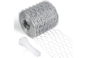 Aboofx Chicken Wire Mesh, 590.5 x 4.0 inch Floral Chicken Wire Lightweight Hexagonal Chicken Wire Fencing for Garden Craft Projects, with 100 Pieces Cable Zip Ties