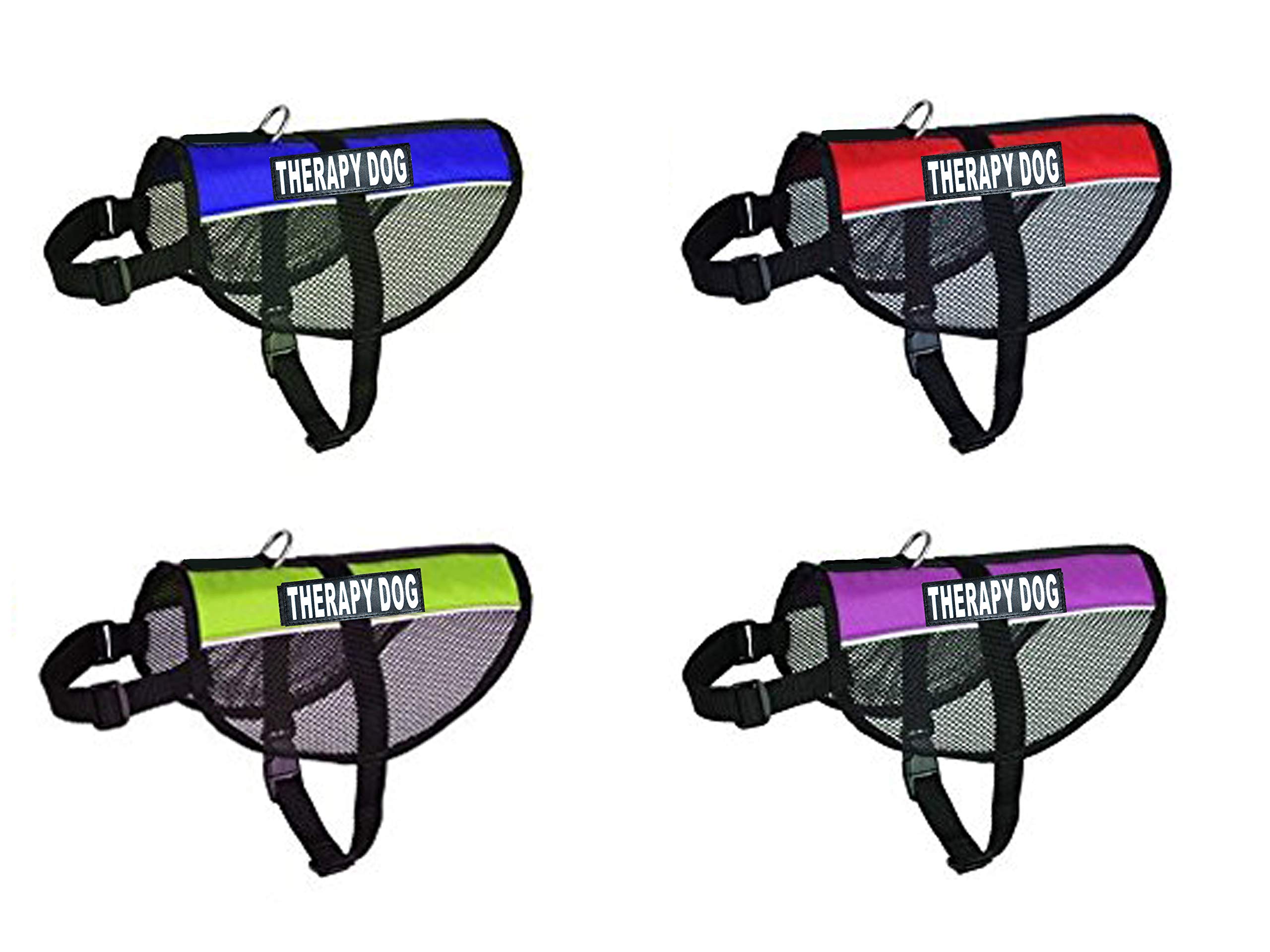 Therapy Dog mesh Vest Harness Cool Comfort Nylon for Dogs Small Medium Purchase Comes with 2 Reflective Therapy Dog Removable Patches. Please Measure Your Dog Before Ordering (Girth 15-20", Red)