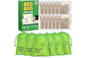 OLOUGDA 12 Pack Natural Bed Bug Repellent Pouches, Plant Based Long-Lasting 2 Month Protection Against Bedbugs, Dust Mites & Fleas, Safe for Mattress, Luggage, Furniture & Travel, No Residue Non-Toxic Formula