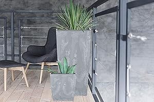 Kasamodern Modern Pot Insert Planter, Large, Gray Cement