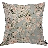 EKOBLA Watercolor Rose Throw Pillow Cover Vintage Flower Bud Garden Plants Elegance Botanical Cozy Square Cushion Case for Men Women Boys Girls Room Home Decor Cotton Linen 18x18 Inch