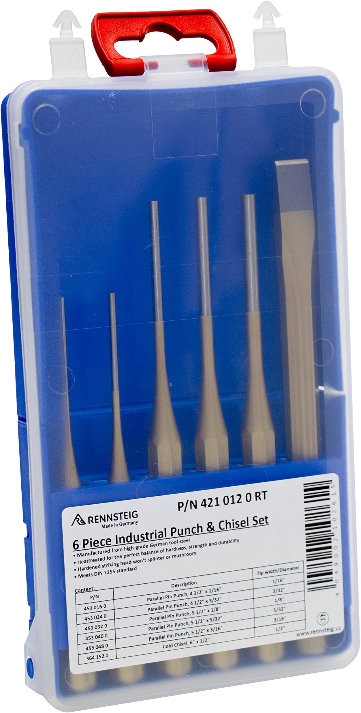 Rennsteig Tools421-012-0-RT Industrial Punch and Chisel Set, Gold, 6-Piece