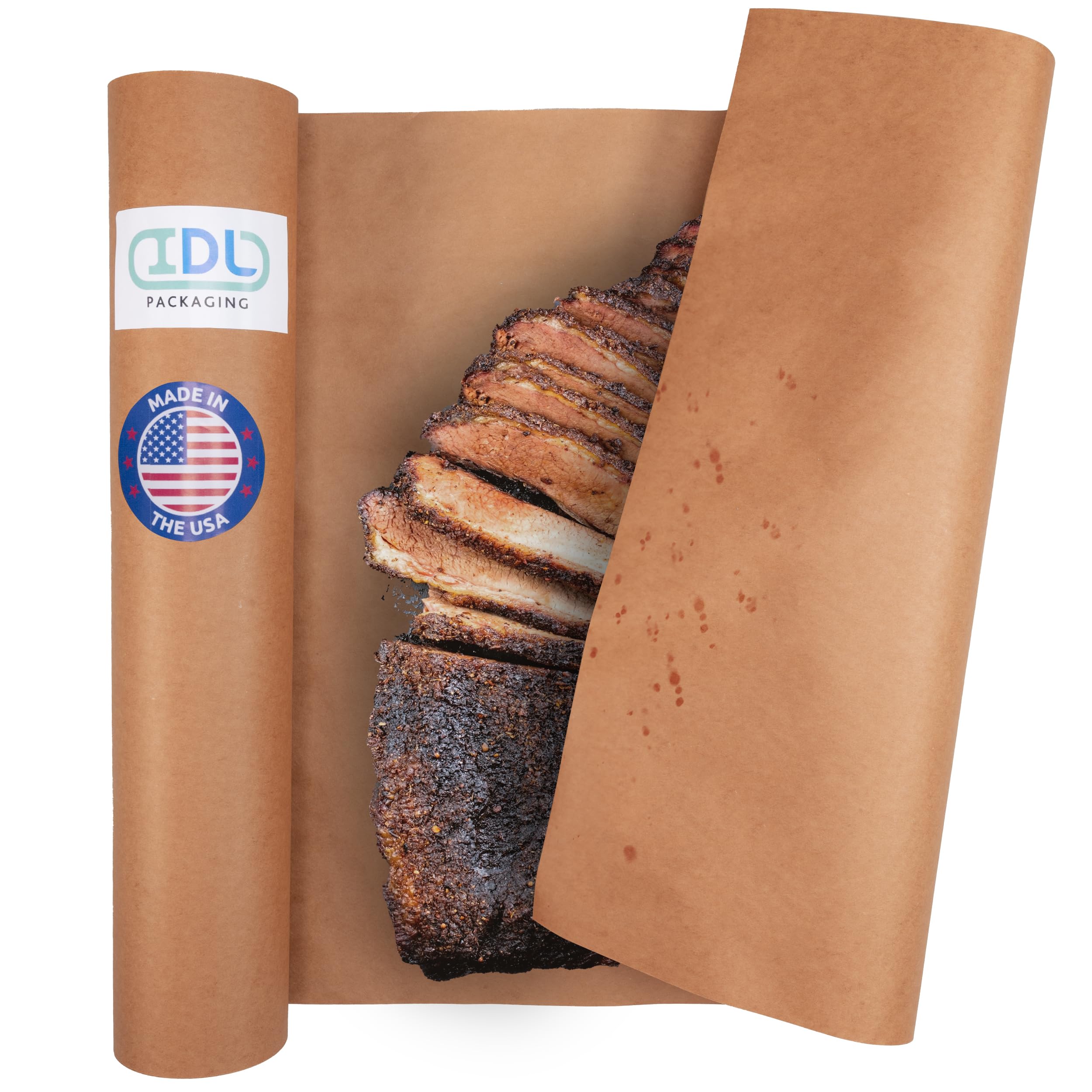 Photo 1 of Peach Butcher Paper 18" x 2160" (180 feet) - USA-Made Natural Butcher Paper Roll for Meat and Fish - Uncoated, Unwaxed & Food-Grade Material for Smoking, Grilling & Barbecue by IDL Packaging