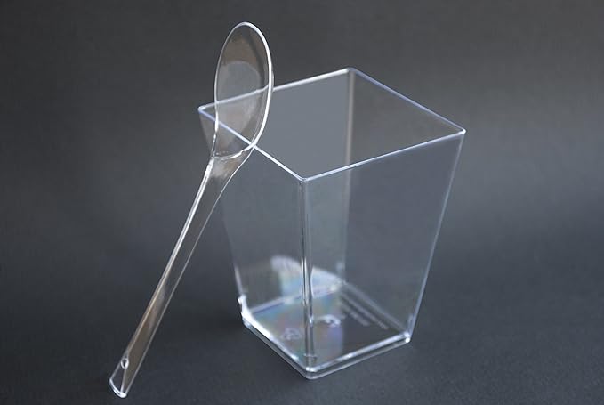 Sr. Foodie 30 unidades vasos de postre con tapas y cucharas - 5 oz ...