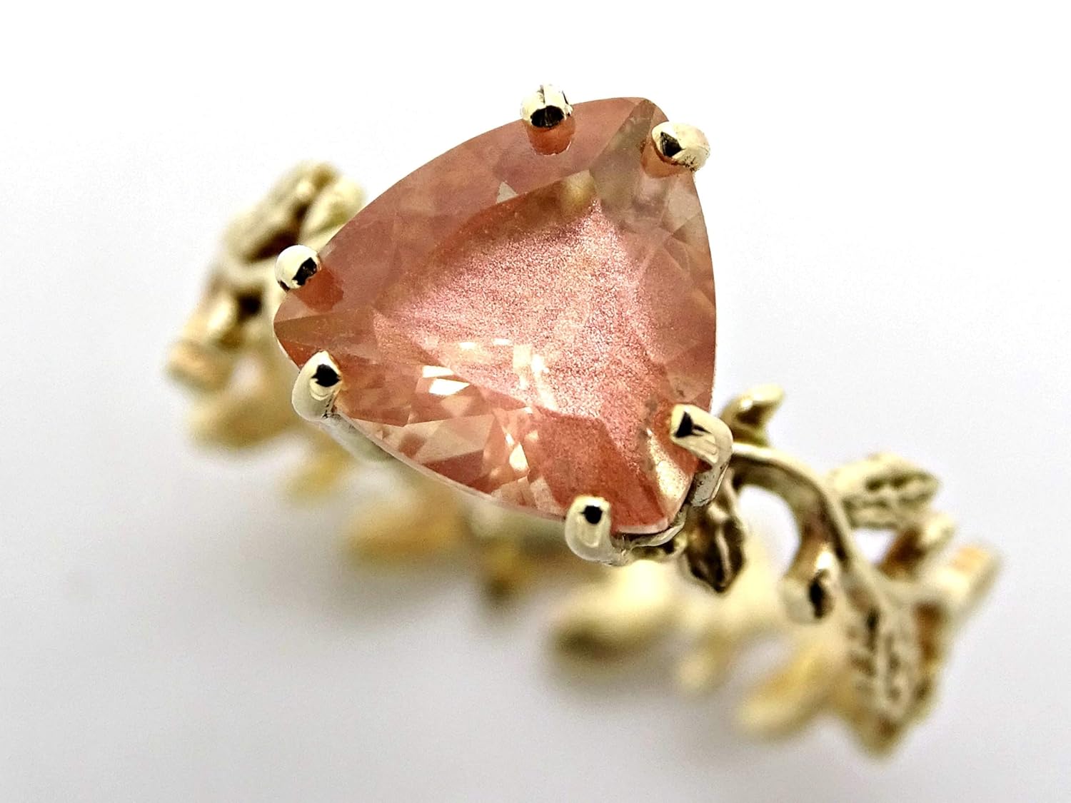 Amazon Com Peach Sunstone Ring Sun Stone Gold Ring Oregon Sunstone Engagement Ring Gold Lace Eternity Ring Women Proposal Ring Gold Oak Wreath Ring Handmade