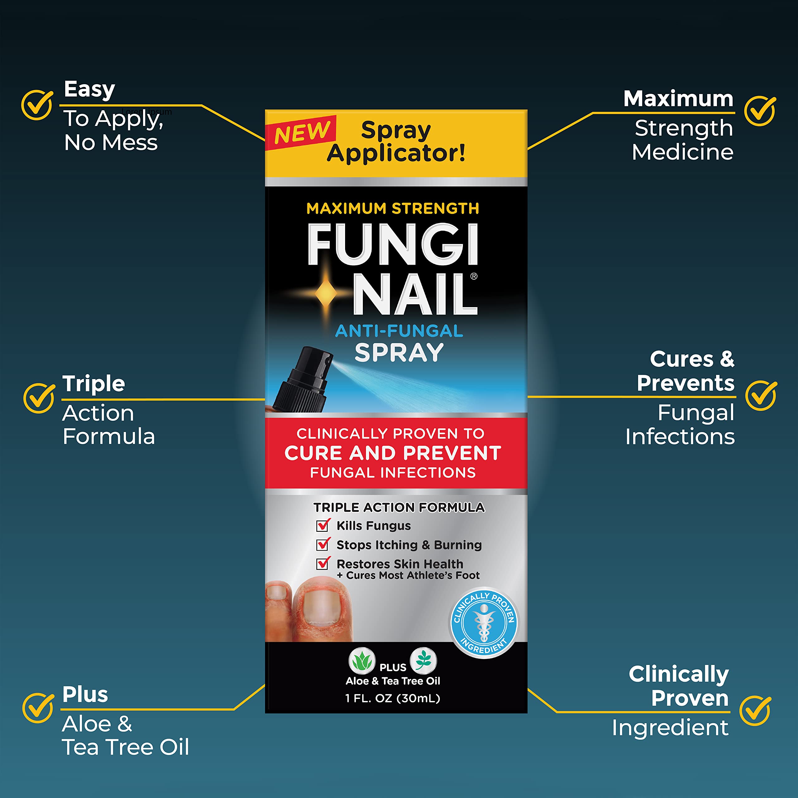 Fungi-Nail Anti-Fungal Foot Spray, Kills Fungus That Can Lead to Nail & Athlete’s Foot with Tolnaftate & Clinically Proven to Cure Infections - 1 Oz - Image 2
