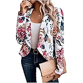 SweatyRocks Women's Lapel Floral Print Blazer Long Sleeve Draped Open Front Jacket