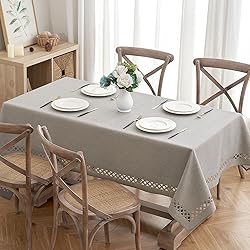 MIULEE Taupe Polyester Linen Rectangle Tablecloth