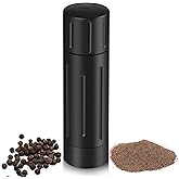POPWOODS Pepper Grinder Mill, Professional Grade Aluminum Manual Pepper Mill, Refillable High Output Heavy Duty Pepper Grinder with Adjustable Coarseness, Stainless Steel Blade, Lock Button Design