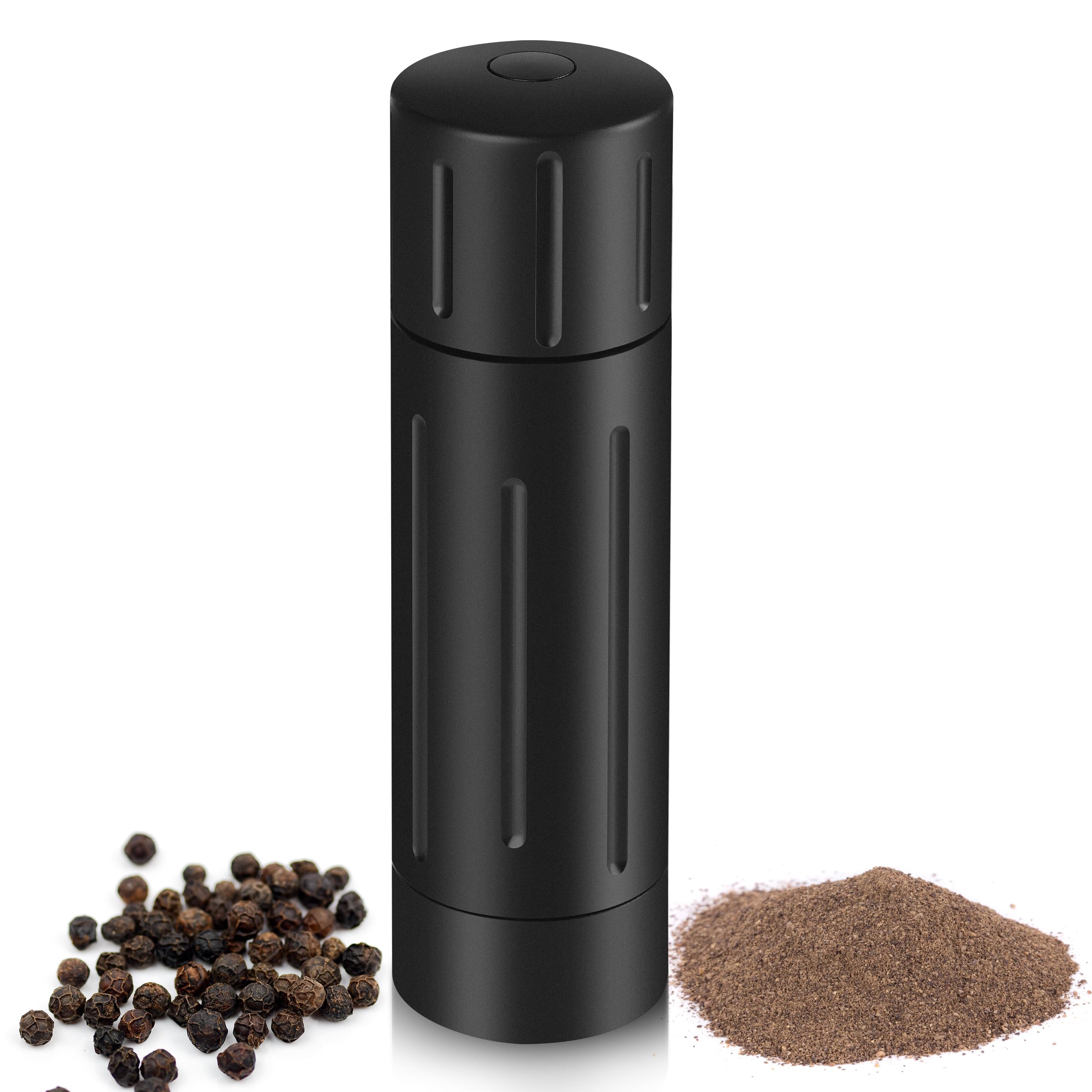 POPWOODS Professional Pepper Grinder Mill, Aluminum Manual Pepper Mill, Heavy Duty Pepper Grinder with Adjustable Coarseness and Stainless Steel Blade, More Pepper Output, Less Cranking