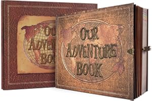 XiongXiong Our Adventure Book 180 Pages Scrapbook Photo Album,Retro Embossed Letter Leather Hardcover Travel Diary Journal Scrap Book For Couples,Memory Book For Anniversary Wedding,Mother's Day gift