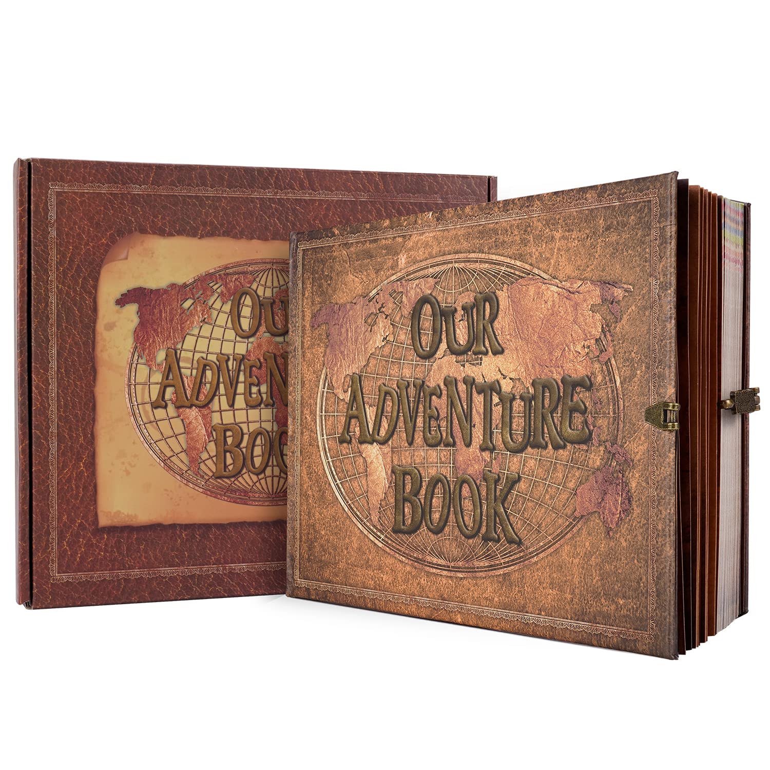 Our Adventure Book Scrapbook 180 Pages,With Vintage Locks Photo Album,3d Embossed Cover Design,Travel Album For Anniversary,Wedding,Valentines,Gifts For Couples(BLOWN)